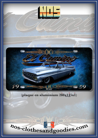 plaque métal type immatriculation us chevrolet el camino 1959