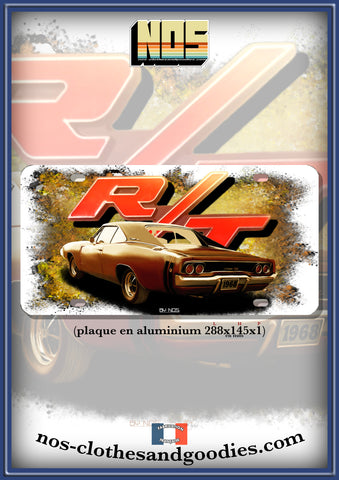 plaque métal type immatriculation dodge charger 68 R/T