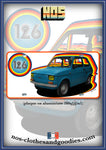 aluminum license plate Fiat 126 blue