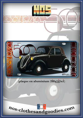 US license plate Fiat topolino 500A black