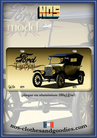 plaque métal type immatriculation us Ford T Touring jaune