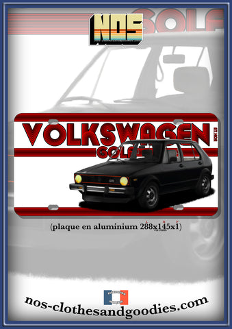 Aluminum plate US registration Volkswagen VW Golf GTI MK1 black