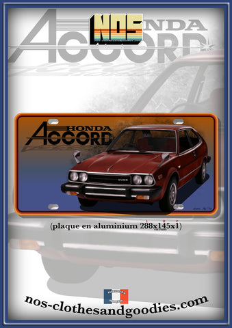 plaque métal type immatriculation us HONDA Accord MK1 1800