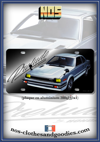 plaque métal type immatriculation us HONDA Prélude MK1 grise
