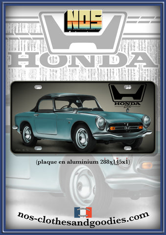 plaque métal type immatriculation us HONDA S800 verte décapotable