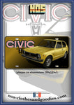 plaque métal type immatriculation us HONDA civic MK1 jaune