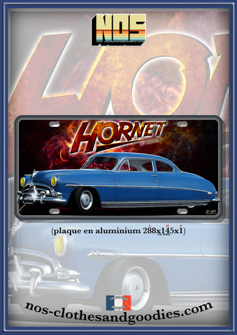 plaque métal type immatriculation us Hudson Hornet bleu 1952