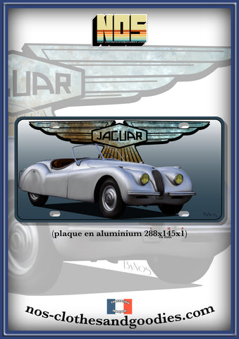 plaque métal type immatriculation us Jaguar XK120 roadster gris 1951 N°2