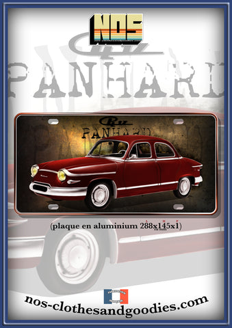 plaque métal type immatriculation Panhard PL17 1961 rouge