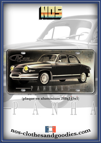 plaque métal type immatriculation Panhard PL17 noir et blanc
