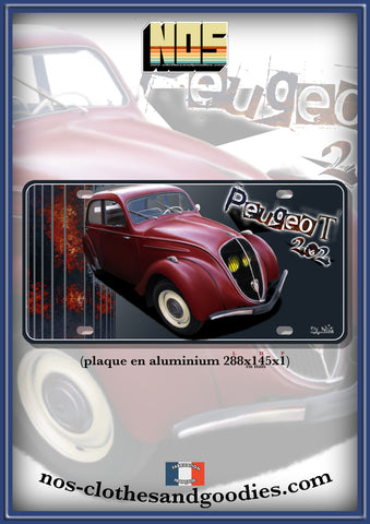 aluminum plate US registration Peugeot 202 red