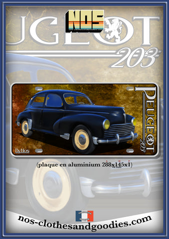 Peugeot 203 black sedan license plate