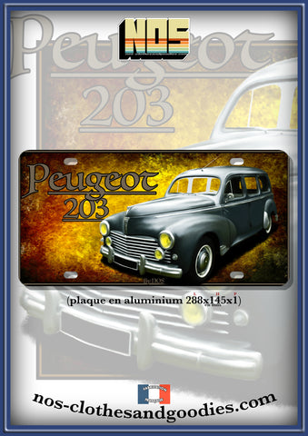 plaque métal type immatriculation us Peugeot 203 familiale break