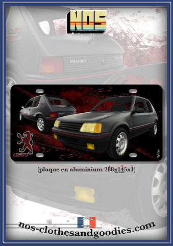 aluminum decorative plate US registration Peugeot 205 GTI black front/rear