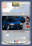 plaque métal type immatriculation us Peugeot 205 GTI bleue miami