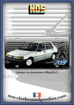 plaque métal type immatriculation us Peugeot 205 junior blanche