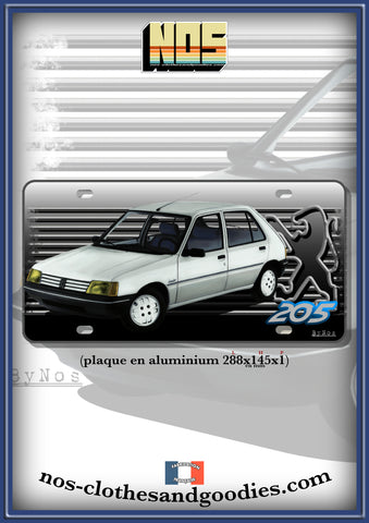 aluminum decorative plate us registration Peugeot 205 junior white