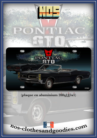 plaque métal type  immatriculation Pontiac GTO découvrable noire