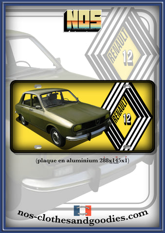 plaque métal type immatriculation us  Renault 12 verte