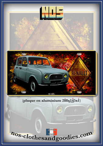 Plaque métal type immatriculation Renault 4L de 1962