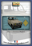 plaque métal type immatriculation us  Renault 4L beige 1962