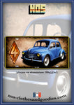 Plaque métal type immatriculation Renault 4CV trois moustaches