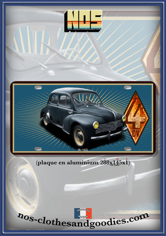 Renault 4CV six mustache registration plate