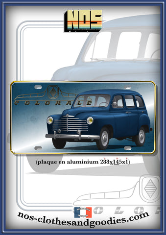 Plaque métal type immatriculation Renault colorale prairie bleue