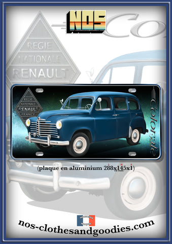Plaque métal type immatriculation Renault colorale bleue
