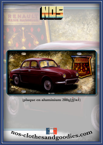 Plaque métal type immatriculation Renault Dauphine 1960