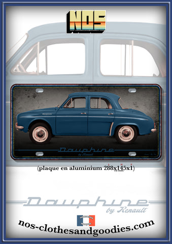 Plaque métal type immatriculation Renault Dauphine 1961 profil