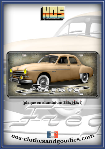 Plaque métal type immatriculation Renault Frégate beige