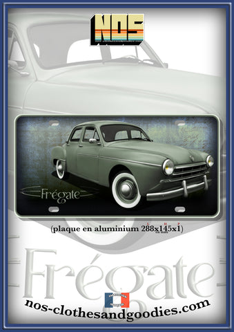 Plaque métal type immatriculation Renault Frégate verte