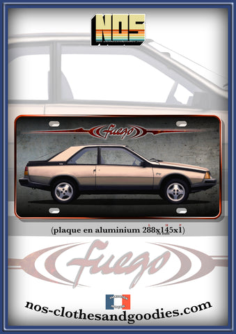 plaque métal type immatriculation us  Renault Fuego bronze