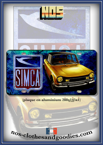 Plaque métal type immatriculation US Simca 1301 -1501