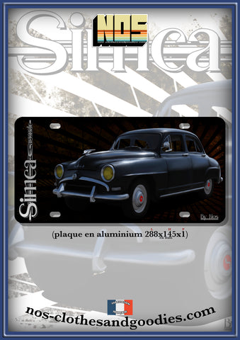 plaque métal type immatriculation us Simca Aronde 9 noire