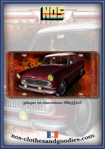 plaque métal type immatriculation us Simca Ariane 4 rouge