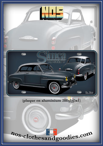 plaque métal type immatriculation simca aronde 9 grand large 1954 av/ar