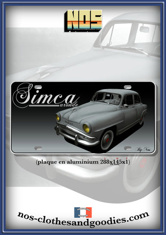 plaque métal type immatriculation us simca aronde elysee grise 1959