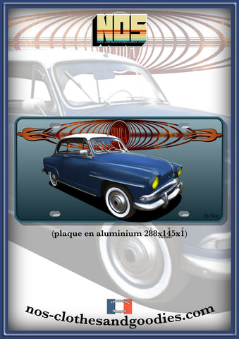 plaque métal type immatriculation us Simca aronde grand large bleu royal