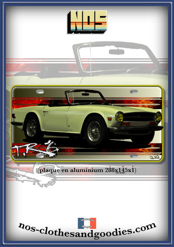 plaque métal type immatriculation Triumph TR6 jaune
