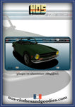 plaque métal type immatriculation Triumph TR6 verte