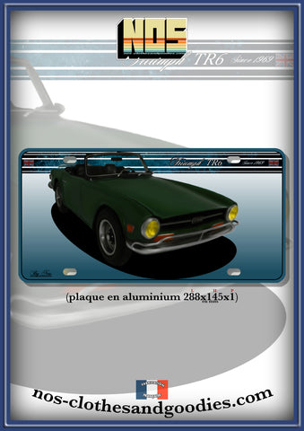 plaque métal type immatriculation Triumph TR6 verte