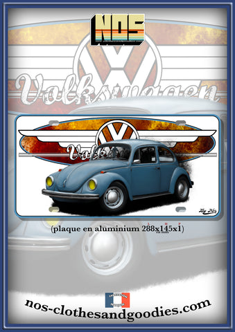 aluminum plate US registration VW beetle 1302 blue