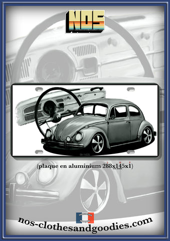 US VW beetle license plate and dashboard