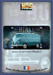 plaque métal type immatriculation us VW combi Bulli blue ice