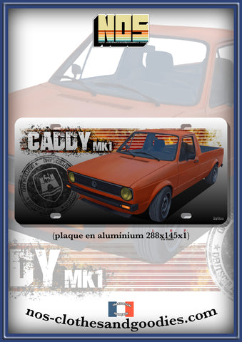 plaque métal type immatriculation us VW caddy orange blason