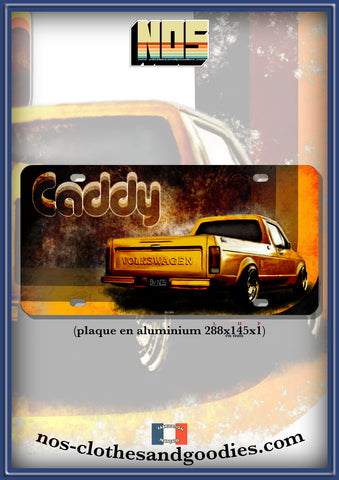 us license plate VW caddy orange '80