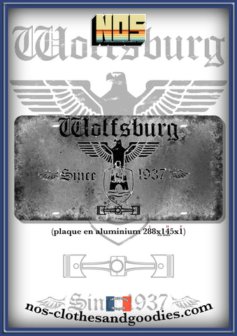 plaque métal type immatriculation us VW eagle germany vieilli