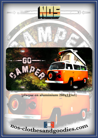 plaque métal type immatriculation us VW combi go camper T2B